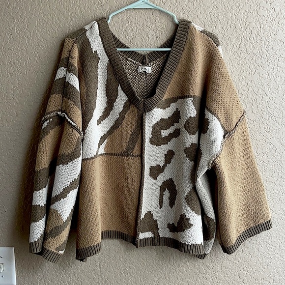 POL Sweaters - Oversized Animal Print Sweater